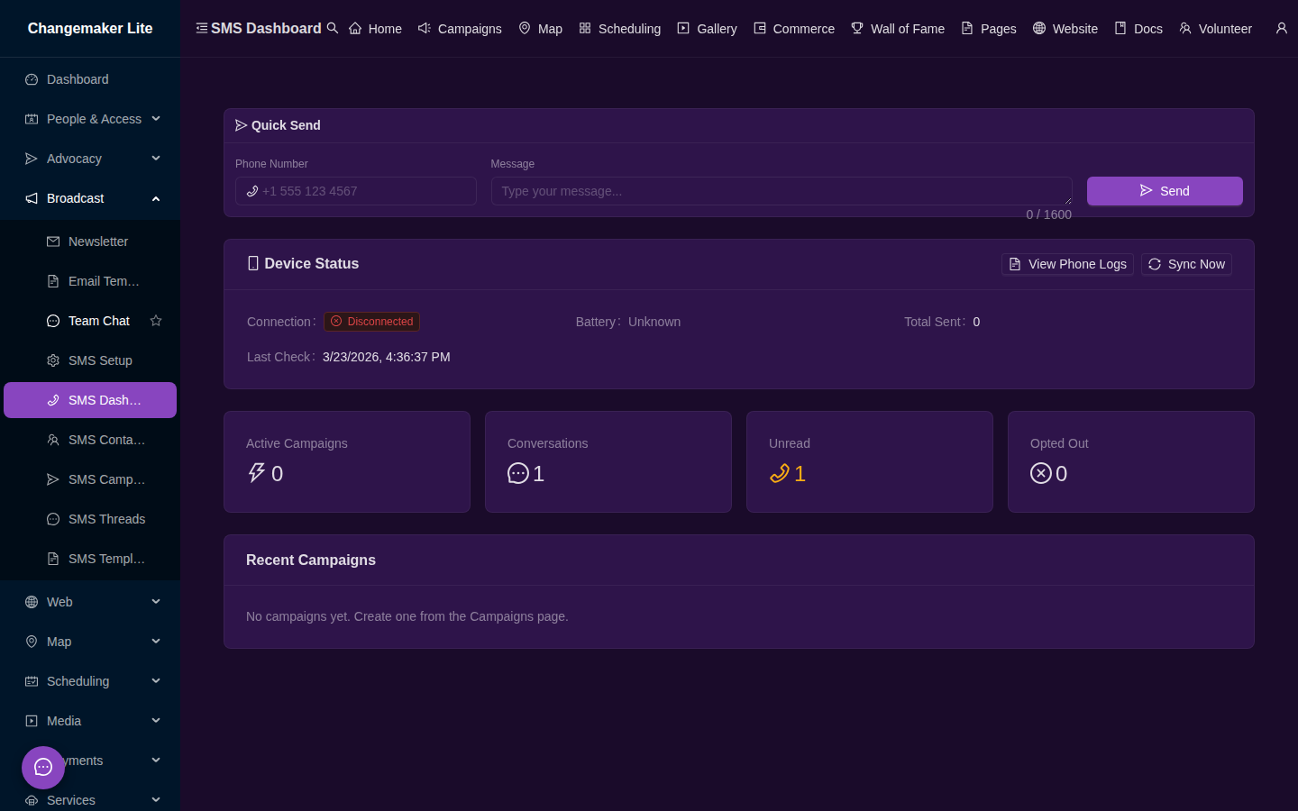 SMS Dashboard