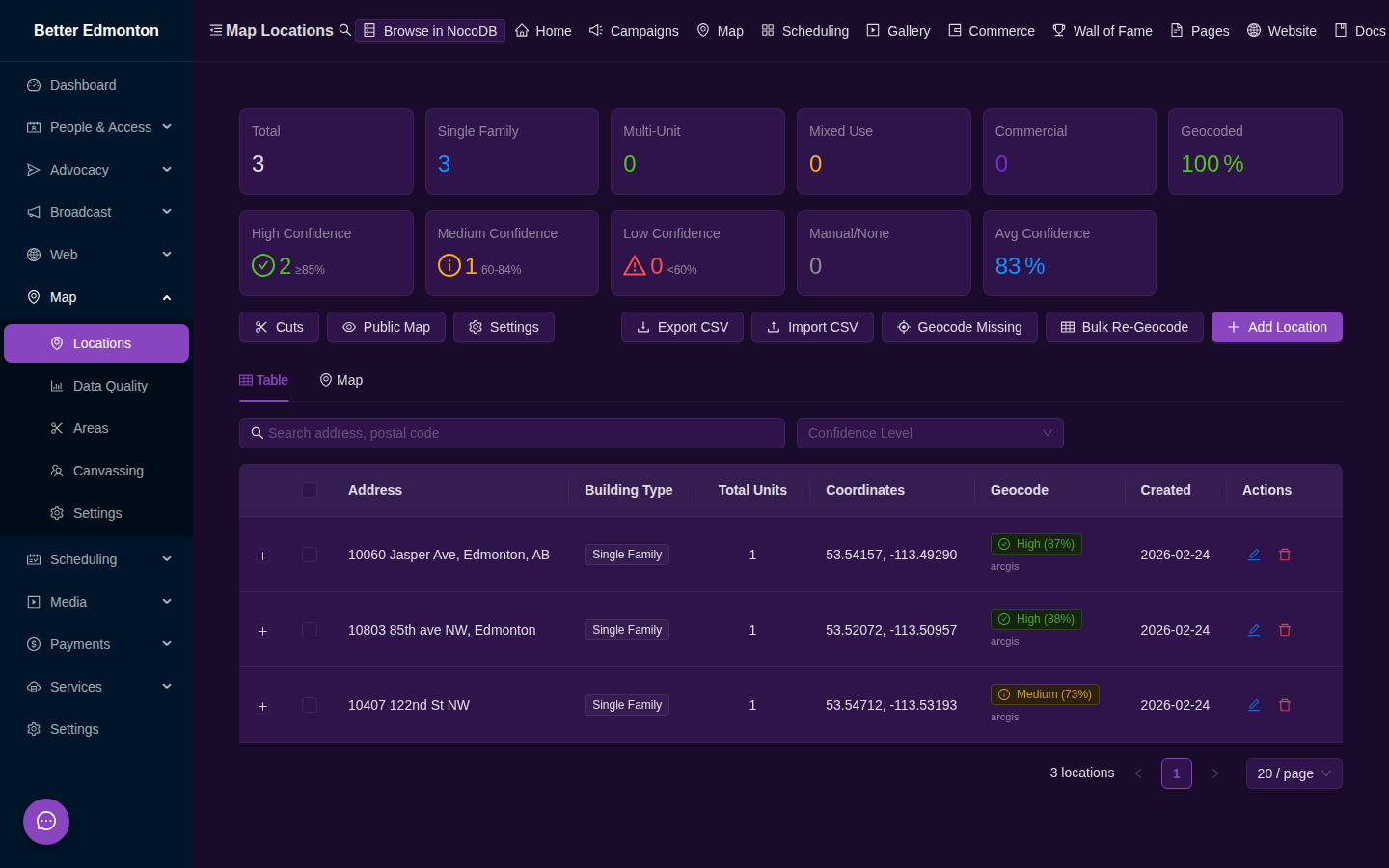 Locations Page